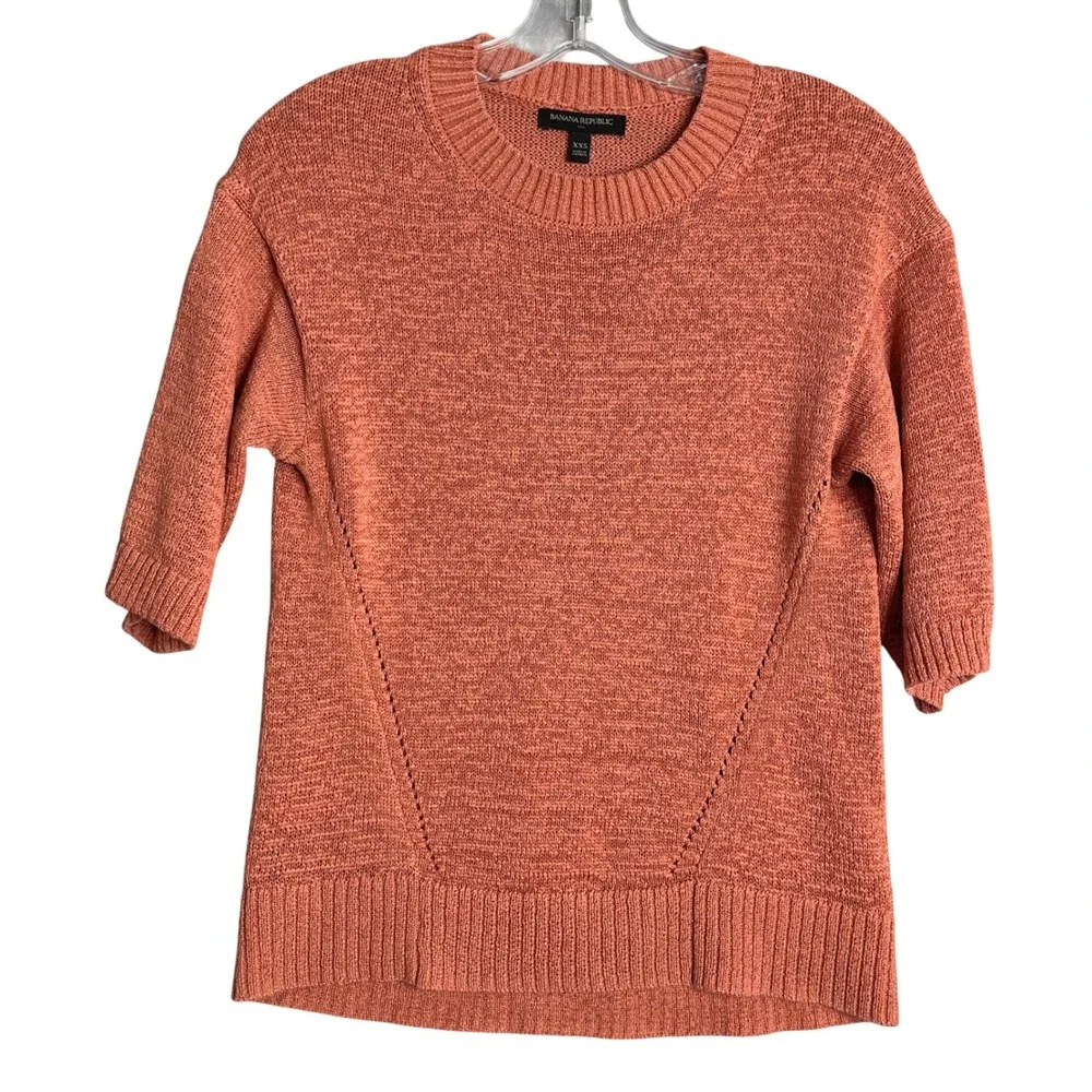 Banana Republic Factory Slouchy Sweater Womens XXS Pink‎ Amaretti Short Sleeve